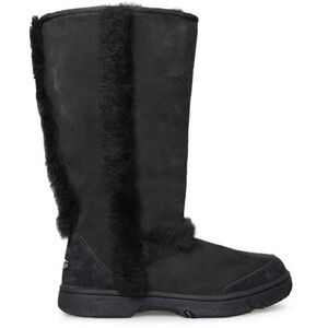 NEW UGG Sunburst Tall Women’s Boots Fur Suede Sheepskin Black US 6